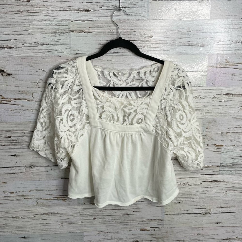 We the free people white crop blouse lace size small